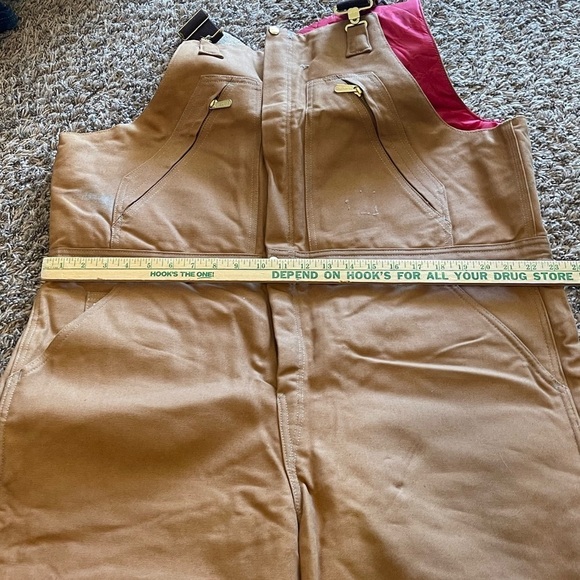 Carhartt Brown Overalls with Red Lining - Picture 3 of 7